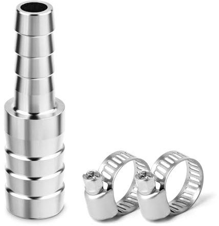 ERGAOBOY 1Pcs 304 Stainless Steel Hose Barb Reducer, 38mm-32mm | Hose barb reducer, straight step mender, leakproof tube union, secure clamp lock, for garden irrigation, pond water pipe