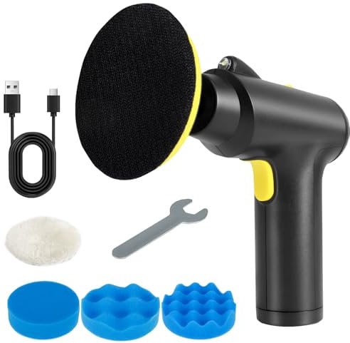 Mini lucidatrice a batteria da 37 W, lucidatrice per auto con batteria da 20000 giri/min, batteria da 2000 mAh, luce di lavoro a LED, 3 velocità variabili per la rimozione di graffi, lucidatura e cera