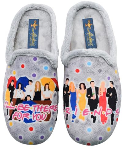 Aladinas - Zapatillas Casa/Hogar Friends 30 Aniversario Exclusivo para Mujer, Color Gris Lona Mujer Color: Gris Talla: 39