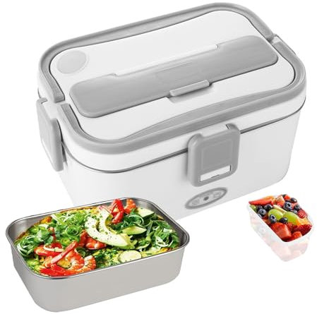 Electric Heated Lunch Box, Rechargeable/water-free, 60.8-ounce Portable Food Warmer, Electric Heating, Stainless Steel Portable Food Warmer, Suitable For Going Out, Traveling And Working