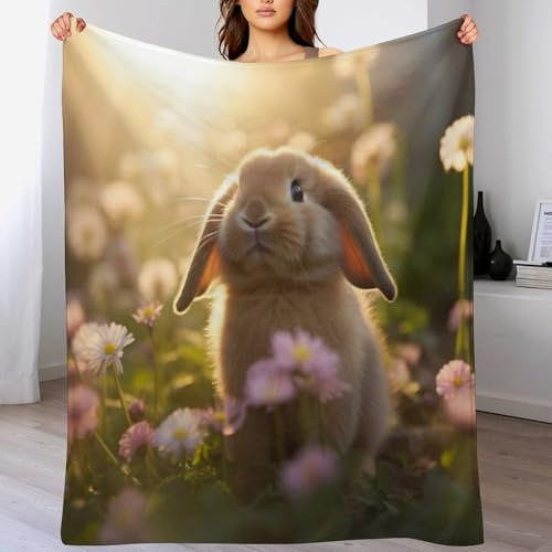 AAPZY Kaninchen Kuscheldecken,Decke, 3D-Digitaldruck Kuscheldecke, Flannel Decke, Weich Wohndecke, Sofadecke Decke Für Kinder Jungen Erwachsene （140×180cm）