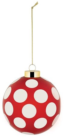 Alessi Delight NZ04 3 - Bola de Navidad para Árbol de Navidad, de Vidrio Soplado, Diámetro 9 cm, Rojo, Blanco, Dorado
