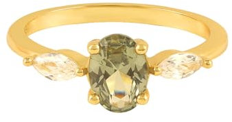 Stfery Hochzeit Band Ovalschliff Grün Turmalin Ring Damen Gold 585 Ring 45 (14.3)