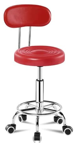 WxuuLTGJR Barhocker L-förmige Barhocker mit Rückenlehne, PU-Leder-Barstühle, verstellbar, 44–56 cm, Hochstuhl mit Rollen, hoher Hocker, maximales Gewicht 137 kg sicherer