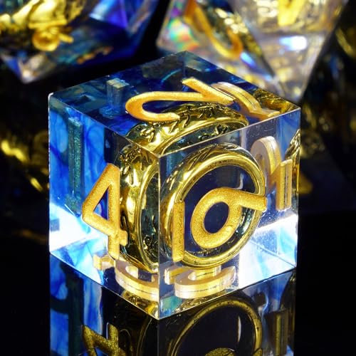 DND - Set di 7 dadi da gioco DND, con bordo poliedrico, D&D, per dungeons e dragon, Pathfinder RPG MTG Pathfinder