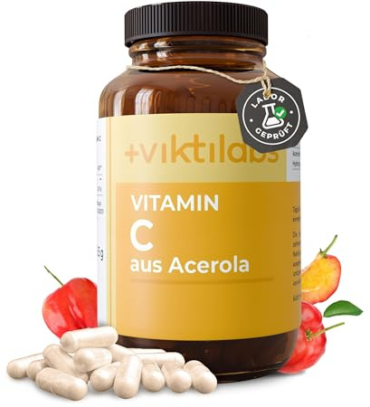 Vitamin C aus Acerolakirsche - natürliche Vitamin-C-Quelle mit Polyphenole | Sanfte Dosierung - rein & natürlich - 277 mg Vitamin C pro Tag - 2 Kapseln pro Tag - 90 vegane Kapseln - ohne Zusatzstoffe
