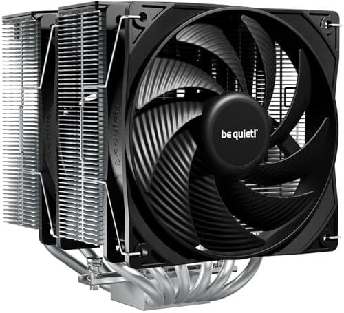 be quiet! Pure Rock Pro 3 Silver air cooler, impressively high cooling capacity, 6 high-performance 6mm heat pipes, 2 optimized Pure Wings 3 120mm PWM fans, compatible with liquid metal thermal grease