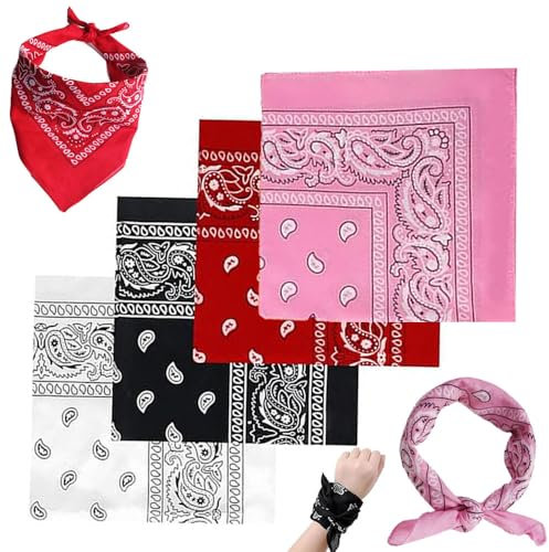 Bandana Damen Herren,4 Stück Kopftuch Halstuch Männer, Unisex Tuch Bindetuch, Headwear Haar Schal Paisley Muster(54 x 54 cm)
