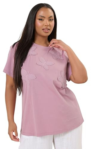Yours Curve Pink Applique Butterfly T-Shirt - Women's - Plus Size Curve