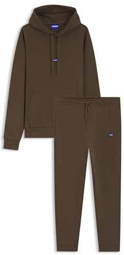 HUGO Mens Tracksuit NalonsoNap Cotton-terry tracksuit set bottoms with blue logo patches