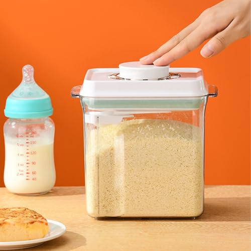 MZSX Caja de leche en polvo One Touch de 2,4 L, cubierta con escala de fecha, con cuchara, dispensador de polvo de fórmula portátil, recipientes sellados de almacenamiento de alimentos con tapas, para