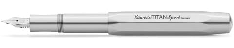 Kaweco TITAN SPORT Fountain Pen I Premium Titanium Reservoir Pen with Steel Nib for Ink Cartridges I Luxurious Hightech Metal Writing Instrument 12.7 cm I Nib: F (Fine)