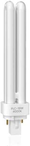 DoRight 18W Compact Fluorescent Lamp 2 Pin G24d-2 Base - PLC 840 CFL Light Bulb Neutral White 4000K 2U Double Turn Tube Energy Saving Lamp Non-Dimmable for Office, Kitchen, Corridor (1-Pack)