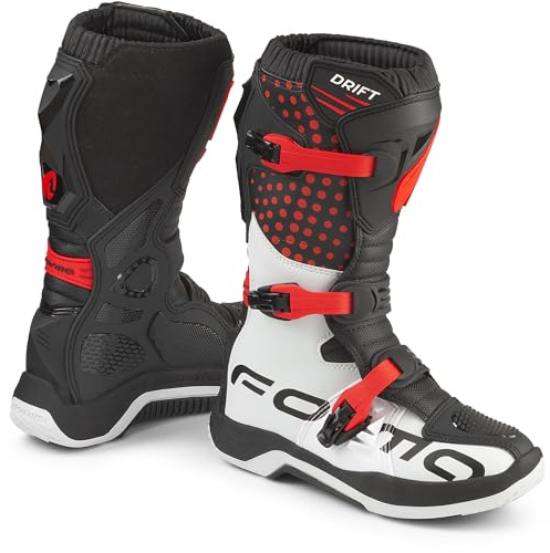 Forma Drift Stivali da motocross per bambini, nero/rosso, 32