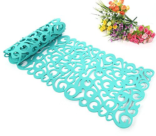 Filz Tischläufer, Hohl Blumenentwurf Tischband Tischdecke Tischmatten Tischunterlagen Untersetzer Table Runner als Accessoire für Ihr Esszimmer Dekoration, Abwaschbar, 100 x 30cm (Grün)