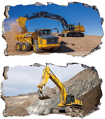 Chicbanners 2PCS Bagger V1 3D Magic Window Wall Sticker Selbstklebendes Poster Größe 1000 mm breit x 600 mm tief (groß)