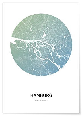 ATLAFLOW Hamburg Poster 70x100cm Städteposter von Hamburg - Premium Wandbild Stadtplan Made in Germany (Rainbowflow, 70 x 100 cm)