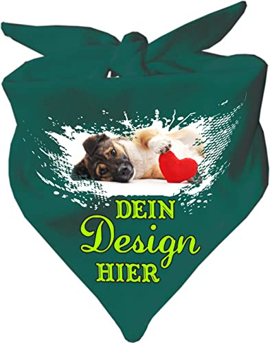 Hunde Dreiecks Halstuch personalisiert mit deinem Wunschmotiv (Fb: türkis) (Gr. 2 (68 cm))