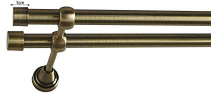 Sento 19/19mm Metall Gardinenstange Vorhangstange 2-läufig Messing Antik Classic Zoya 240 cm