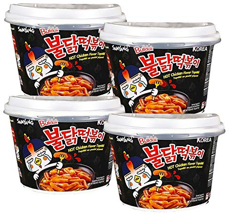 Samyang Hot Chicken Topokki Tteokbokki Rice Cake Bowl (Pack of 4)