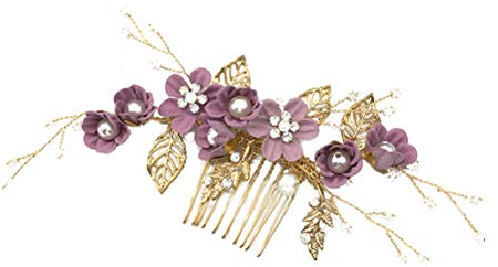 Hochzeit Haar Kamm Strass Clip Kopfschmuck Kristall Braut Haarschmuck (Lila)