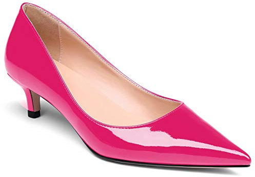 Scarpe con Tacco Medio da Donna, Scarpe con Tacco Basso a Forma di Gattino, Scarpe con Punta a Punta da Donna, Slip on Pumps Fucsia EU39