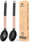 Pack of 2 Large Silicone Cooking Spoons,Non Stick Solid Basting Spoon,Heat-Resistant Kitchen Utensils for Mixing,Serving,Draining,Stirring (Rose Gold-Black)