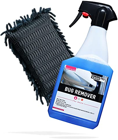 detailmate Set: ValetPRO Bug Remover 0,5L + Insektenschwamm schwarz - Insektenentferner fürs Auto/Motorrad - Insektenreiniger mit schonenden Chenille Lamellen