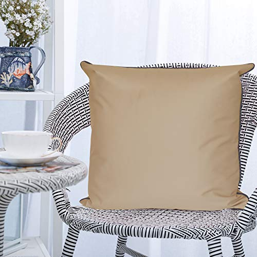 LILENO HOME Kissen 45x45 cm [2er Set] - Wasserabweisende Kissenhülle Sand (ohne Füllkissen) - Kissenbezug wasserfest als Gartenkissen oder Dekokissen - Kissenhülle Indoor und Outdoor