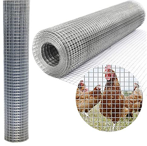 915MMx30M Garden Rodent Deterrent Galvanised Welded Wire Mesh Fencing Roll, Chicken Wire Net Rabbit Animal Enclosure, 25mm Mesh Hole Square Wire Netting for Outdoor Vegetable Fruit Plants Protection