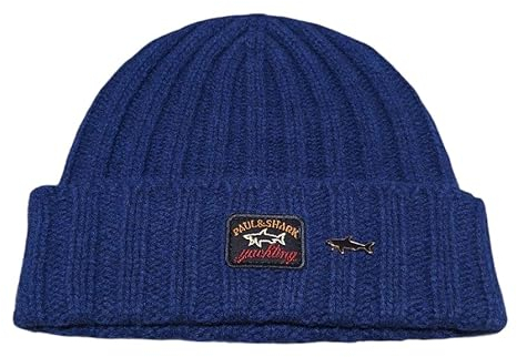 PAUL & SHARK 12317144-51 Strickmütze mit großen Rippen, 100% Merinowolle, Ozeanblau, Einheitsgröße, Ozeanblau, One size