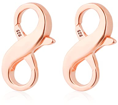 KINBOM 2pcs Double Opening Lobster Clasps, Rose Gold 925 Sterling Silver Lobster Clasp Jewelry Making Clasps Necklace Connectors for DIY Jewelry Making and Repairing (0.6inch)