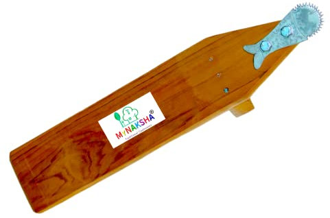 MYNAKSHA Robuster Kokosnuss-Reibe-Schaber aus Holz, Thengai Thuruvi Hocker, Chirava mit Stahlklinge