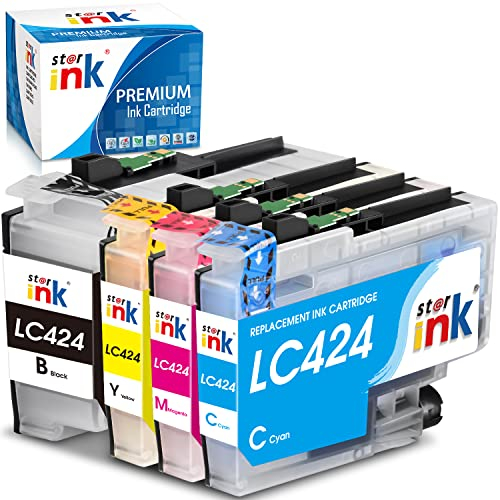 LC424 Multipack Patronen Kompatibel mit Brother LC-424 LC-424VAL Druckerpatronen für Brother DCP-J1200W DCP-J1200WE,1 Schwarz, 1 Cyan, 1 Magenta, 1 Gelb, 4 Pack