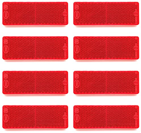 AOJO 8 PCS Rot KFZ Rückstrahler Selbstklebend Reflektoren 8.5 * 3 * 0.7cm Rechteck Kunststoff Reflektor Signal für PKW-Anhänger, LKW, Wohnwagen, Van, Garage, Deck