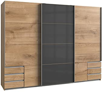möbelando Dreh-/Schwebetürenschrank >Valencia< in Plankeneiche-Nachbildung