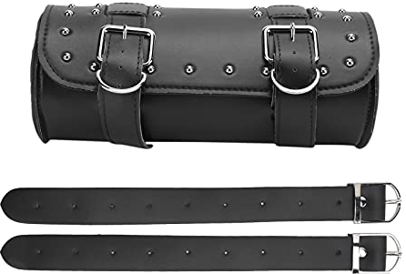 OUKENS Borsa Per Attrezzi da Moto, Pelle Artificiale, Borsa a Forcella Borse Laterali Deposito Bagagli Durevole Universale(NERO)