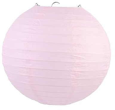 Surwin Lot de 8 Lanternes Papier Suspensions Ronde Lanterne en Papier Chinoise Multicolore Abat-Jour pour Décoration de Anniversaire, Diplôme, Fête Prénatale, Mariage (35cm,Rose Clair)