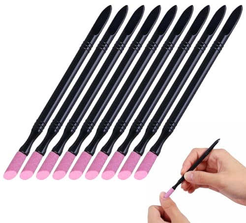 Lima per Unghie in Pietra Pomice, Spingi Cuticole Pietra Pomice, Lima per Cuticole, Penna Spingi Cuticole, Cuticle Trimmer Pusher, Penna per Unghie Esfoliante, per Unghie in Pietra Pomice, 9 Pack