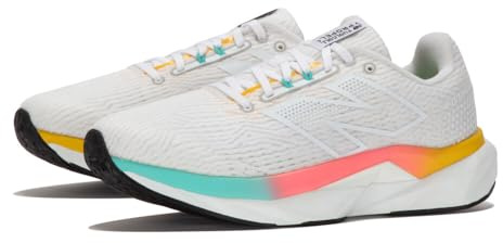 New Balance Men's FuelCell Propel V5 Running Shoe, White/Ginger Lemon/Cyber Jade, 46.5 EU