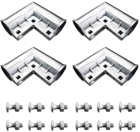 4 Packungen Aluminium-Kettenglied-Zauntor-Ecke, 90-Grad-Winkel, Aluminium-Tor-Ecke, Torbogen für 3,5 cm x 3,5 cm Außendurchmesser, einfach auf Tor zu installieren