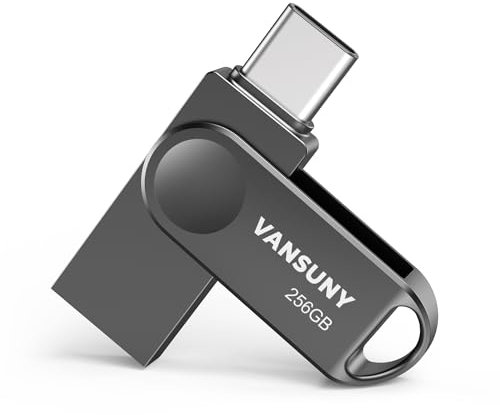 Vansuny 256GB Dual USB Type-C Flash Drive 2 in 1 OTG USB 3.0 Thumb Drive UDP-Tech Waterproof Metal Pen Drive for iPhone 15,Android Smartphones,Tablet,Laptop,PC
