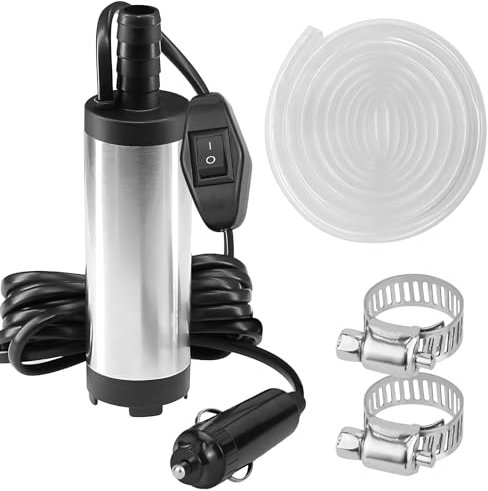 12V Diesel Pump, Fuel Transfer Pump, Multi-Purpose Water & Oil Transfer Pump for Car, Small Kerosene Pump with Detachable Filter & 3 Meter Hose for Vehicle Speed Boats Camper Truck Caravan Motorhome