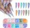 Holographic Nail Glitter,1Boxes 12Grids Opal Nail Flakes Aurora Iridescent Irregular Paillettes,Mermaid Bright Colorful Ice Foil Nail Sequins for DIY Nail Art Decoration Shining Flakes