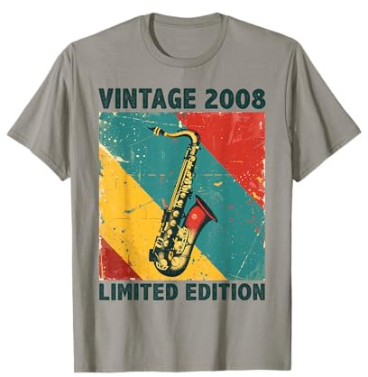 18 Years Old Gift Vintage 2008 Saxophone Lover 18th Birthday T-Shirt