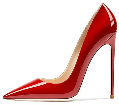 Qunvngutui Women's Pointed Toe Shallow Stiletto Heels 4.7 Inch Pumps Wedding Party Banquet Shoes