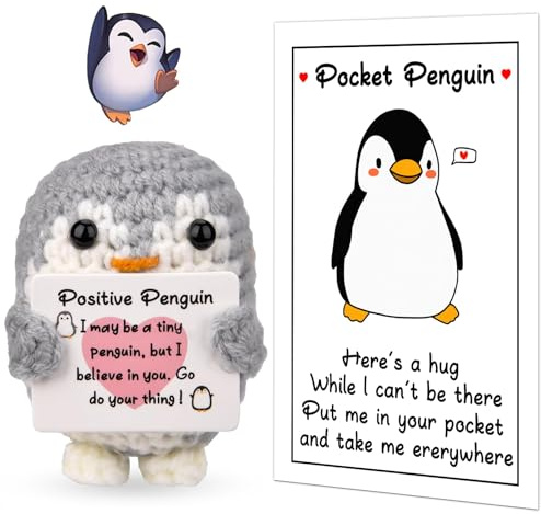 Pipihome Positive Pinguin-Puppe - Weihnachtsstrumpffüller, Damen Pocket Hug, Glücksgeschenk für Mädchen, Sorgenpuppe