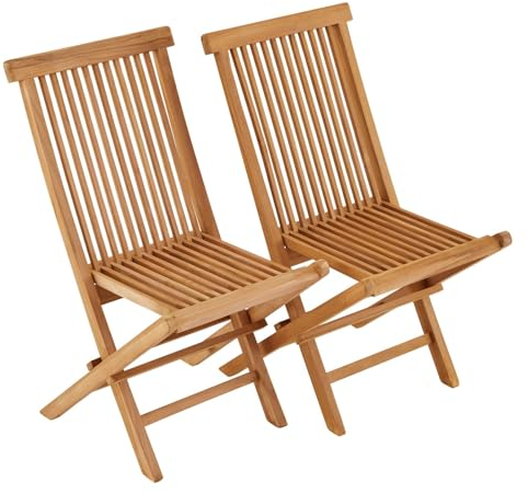 IDIMEX Gartenstuhl PALMAS 2er Set, Faltbar, für 2 Personen, Robustes Teak Holz, Terrassenstühle, Balkonstühle 2er Set, wetterfest, Terrassenstuhl Holz, Balkon Set für zwei