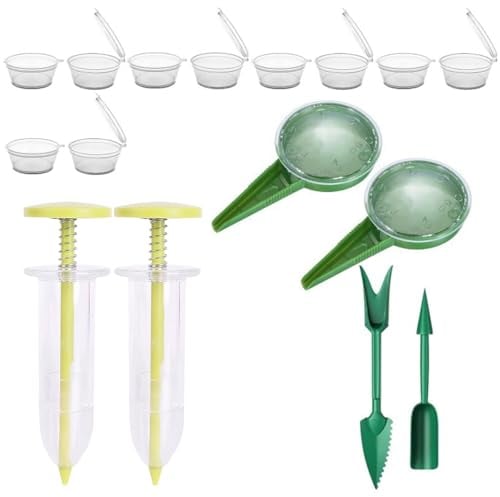 DeryArcle Aussaathilfe Lieferung Mit 10 Saatgutorganisatoren, Pikierset Auch Durch Pikierstab Pflanzholz ，Handsämaschine Samenstreuer Für Die Keimlingsentwicklung Aussaat