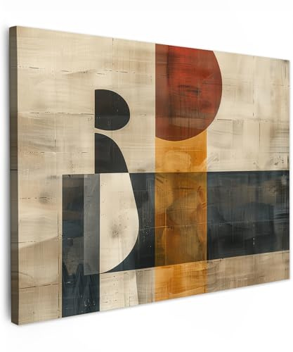 MuchoWow© Bilder Wohnzimmer Deko Moderne Wandbild Kunstdruck auf Leinwand | 80x60 cm - Bild Schlafzimmer über Bett Room Decor Geschenke Modern - Kunst - Beige - Industrial